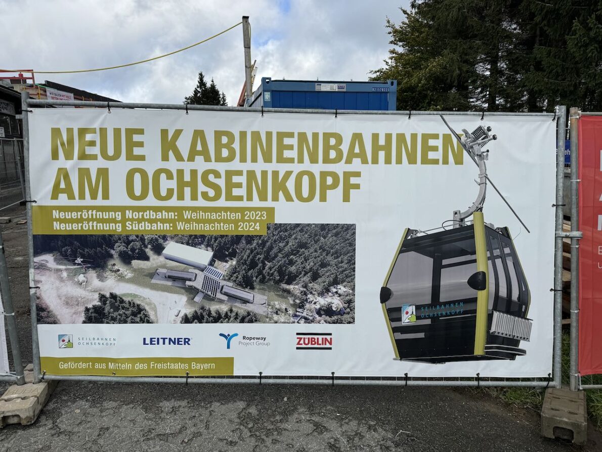 Ausgehänger Plan mit Darstellung des Endergebnisses und Gondel der Kabinenbahn am Ochsenkopf